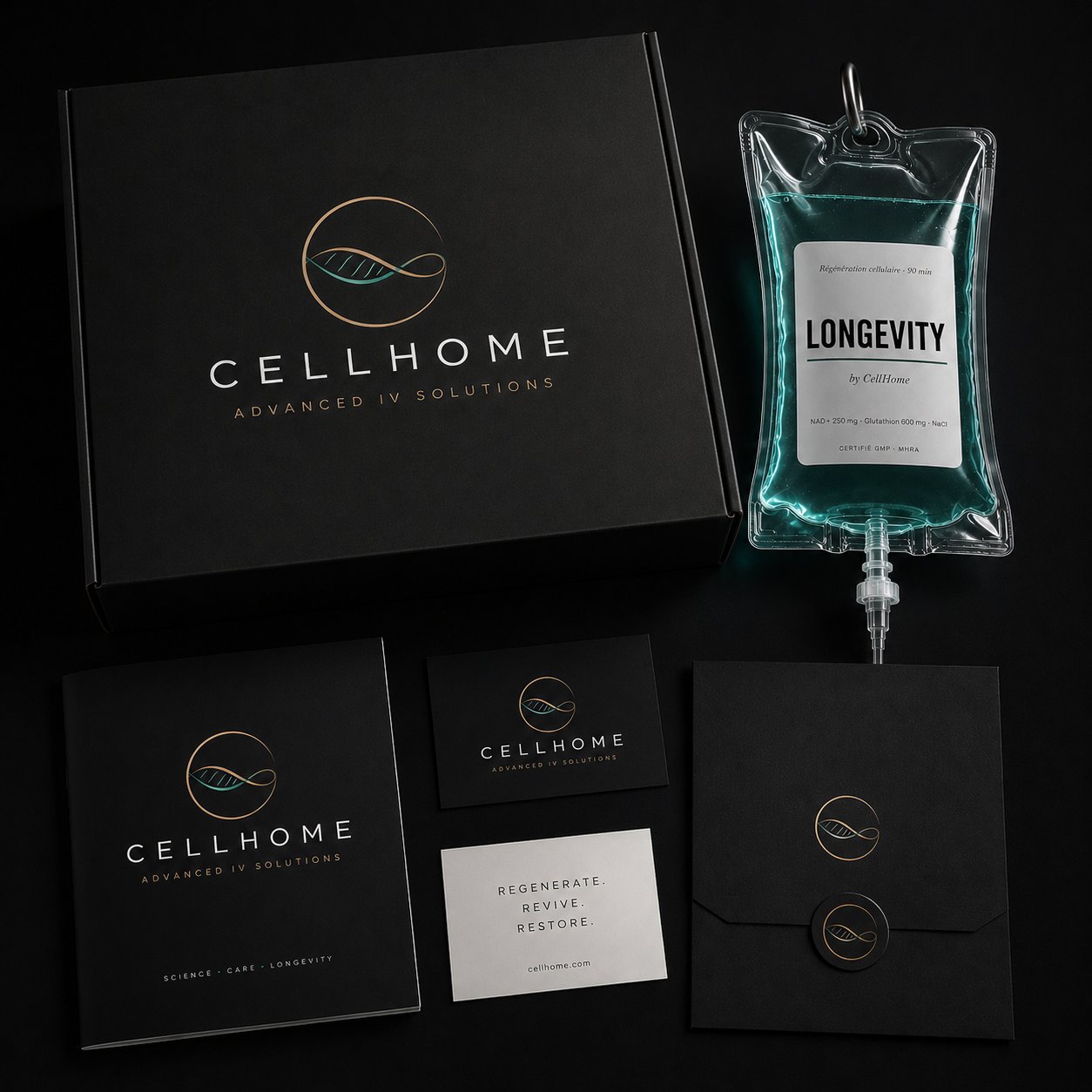 Matériel CellHome — perfusion et accessoires apportés par l'infirmier